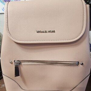 Michael Kors Harrison Medium Flap Saffiano Leather Backpack Pink